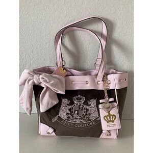 Juicy Couture Classic Scottie Dogs Tote Chocolate Pink Daydreamer Viral NEW